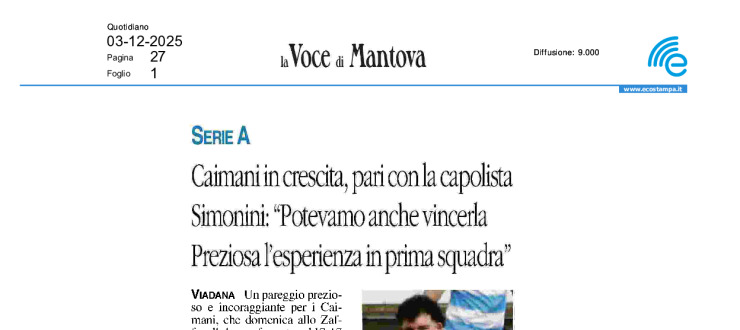 Caimani in crescita, pari con la capolista. Simonini: "Potevamo anche vincerla. Preziosa l'esperienza in prima squadra"