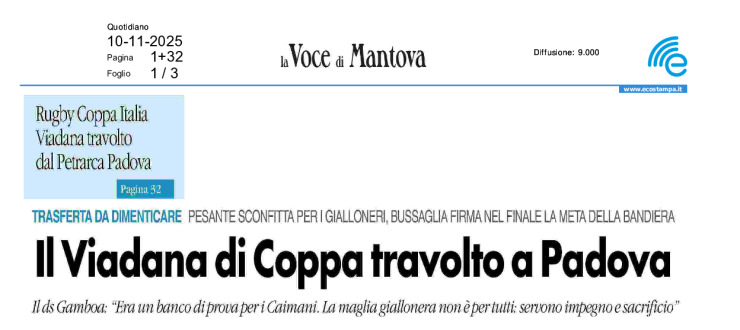 Il Viadana di Coppa travolto a Padova