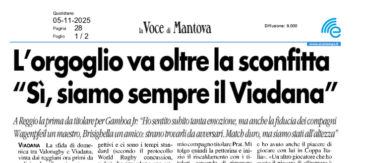 L'orgoglio va oltre la sconfitta. "Si, siamo sempre Viadana"