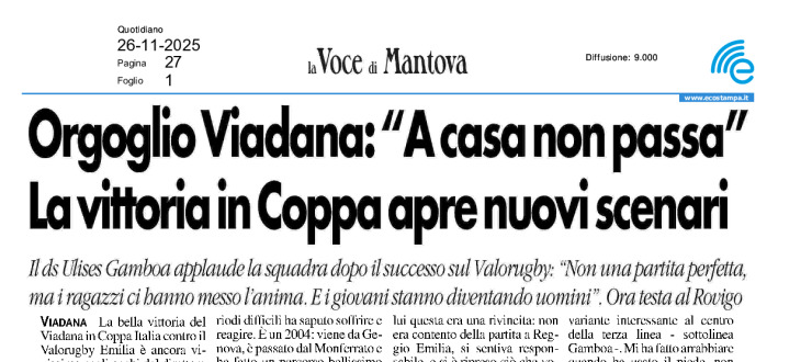Orgoglio Viadana: "A casa non passa". La vittoria in Coppa apre nuovi scenari