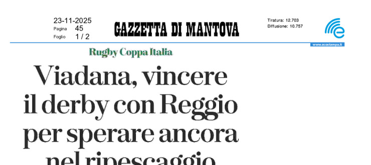Viadana, vincere il derby con Reggio per sperare ancora nel ripescaggio