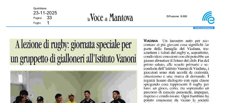 A lezione di rugby: giornata speciale per un gruppetto di gialloneri all'Istituto Vanoni