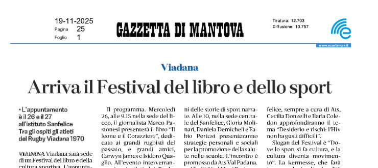 Arriva il festival del libro e dello sport