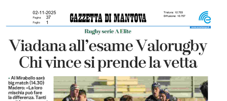 Viadana all'esame Valorugby. Chi vince si prende la vetta