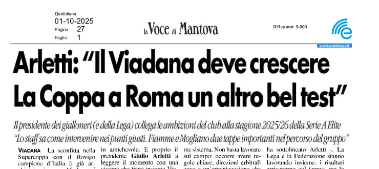Arletti: "Il Viadana deve crescere. La Coppa a Roma un altro bel test"
