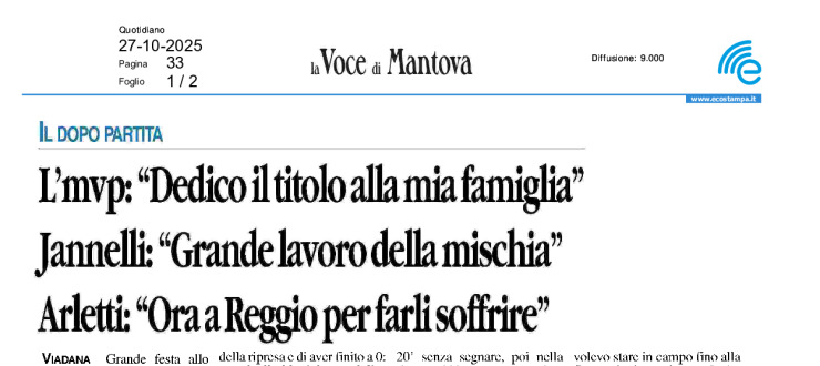 L'mvp: "Dedico il titolo alla mia famiglia". Jannelli: "Grande lavoro della mischia". Arletti: "Ora a Reggio per farli soffrire"