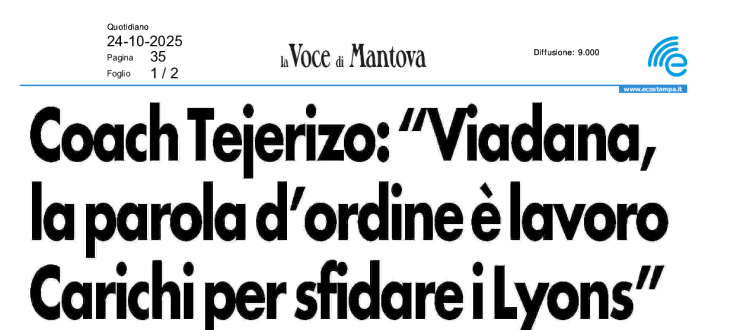 Coach Tejerizo: "Viadana, la parola d'ordine è lavoro. Carichi per sfidare i Lyons"
