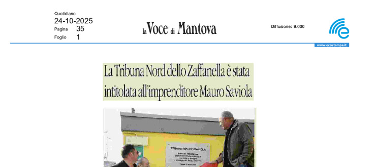 La tribuna Nord dello Zaffanella è stata intitolata all'imprenditore Mauro Saviola