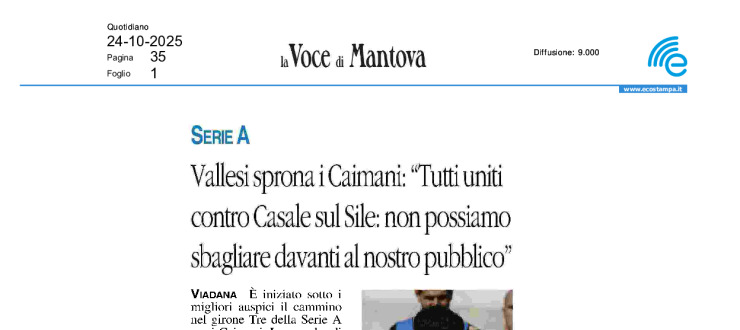 Vallesi sprona i Caimani: "Tutti uniti contro Casale sul Sile: non possiamo sbagliare davanti al nostro pubblico"
