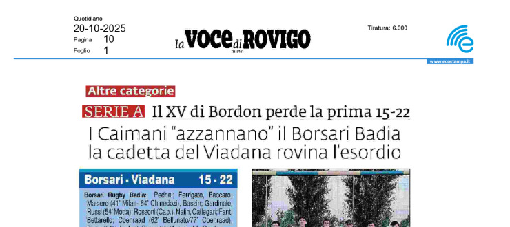 I Caimani "azzannano" il Borsari Badia: la cadetta del Viadana rovina l'esordio