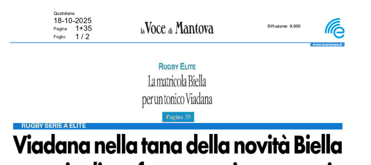 Viadana nella tana della novità Biella a caccia di conferme e... cinque punti