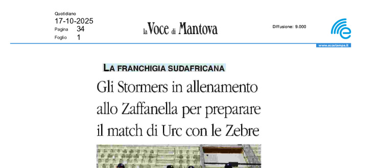 Gli Stormers in allenamento allo Zaffanella per preparare il match di Urc con le Zebre
