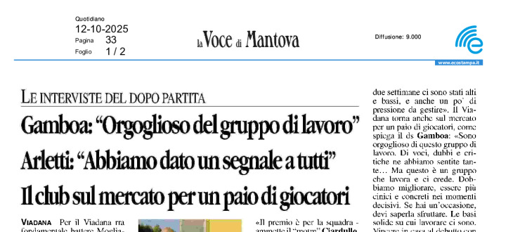 Gamboa: "Orgoglioso del gruppo di lavoro". Arletti: "Abbiamo dato un segnale a tutti". Il club sul mercato per un paio di giocatori