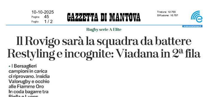Il Rovigo sarà la squadra da battere. Restyling e incognite: Viadana in seconda fila