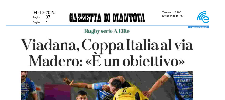 Viadana, Coppa Italia al via. Madero: "É un obiettivo"