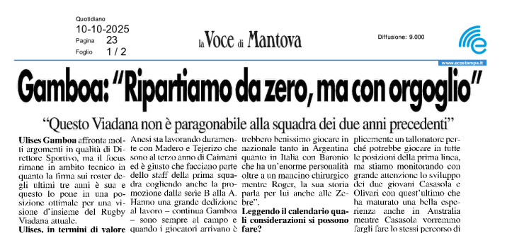 Gamboa: "Ripartiamo da zero, ma con orgoglio"