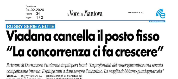 Viadana cancella il posto fisso. "La concorrenza ci fa crescere"