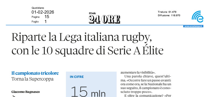 Riparte la Lega Italiana Rugby, con le squadre di Serie A Elite