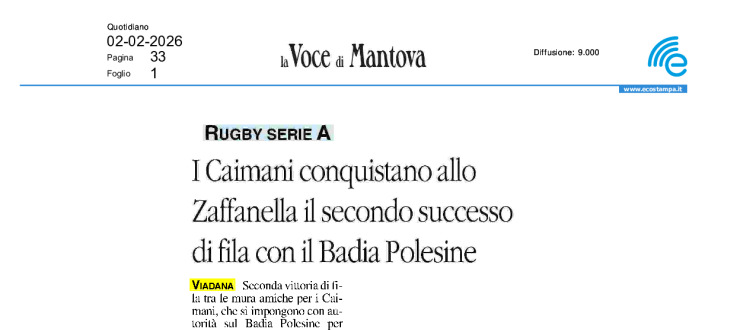 I Caimani conquistano allo Zaffanella il secondo successo di fila con il Badia Polesine