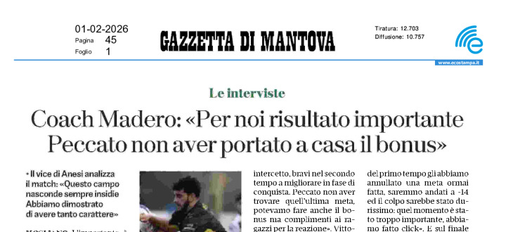 Coach Madero: "Per noi risultato importante. Peccato non aver portato a casa il bonus"