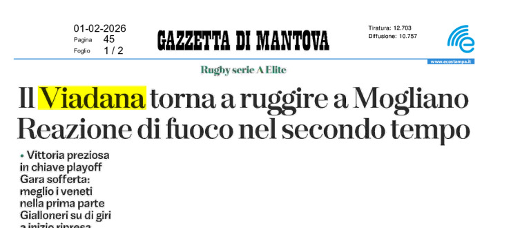Il Viadana torna a ruggire a Mogliano. Reazione di fuoco nel secondo tempo