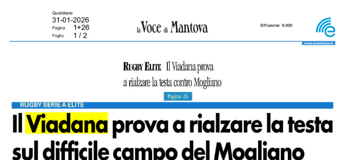 Il Viadana prova a rialzare la testa sul difficile campo del Mogliano