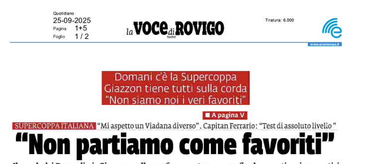 Non partiamo come favoriti