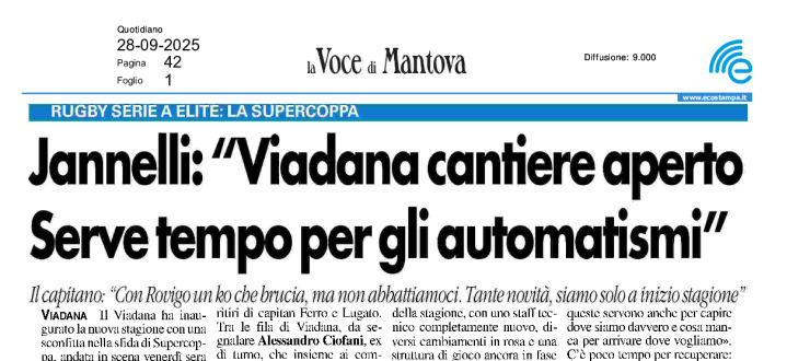 Jannelli: "Viadana cantiere aperto. Serve tempo per gli automatismi"