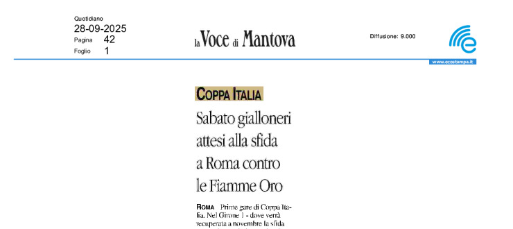 Sabato gialloneri attesi alla sfida a Roma contro le Fiamme Oro