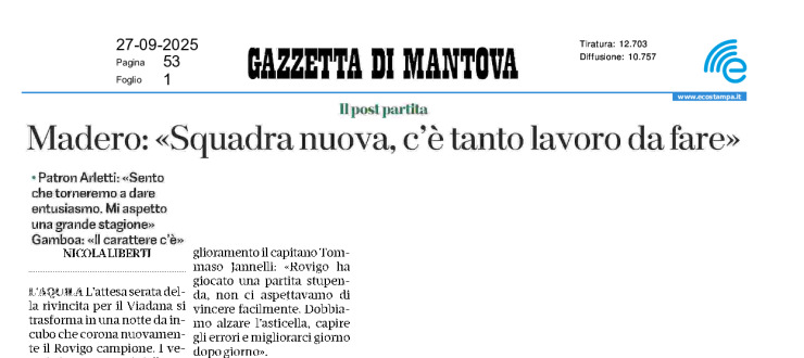 Madero: "Squadra nuova, c'è tanto lavoro da fare"