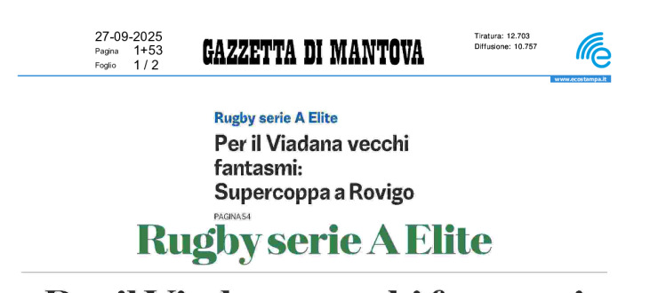 Per il Viadana vecchi fantasmi. Supercoppa nelle mani di Rovigo