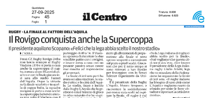 Rovigo conquista anche la Supercoppa