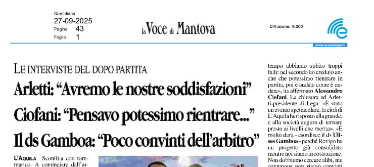 Arletti: "Avremo le nostre soddisfazioni". Ciofani: "Pensavo potessimo rientrare...". Il ds Gamboa: "Poco convinti dell'arbitro"