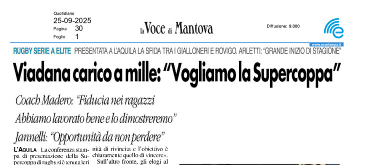 Viadana carico a mille: "Vogliamo la Supercoppa"