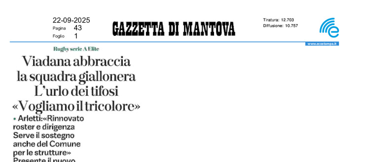 Viadana abbraccia la squadra giallonera. L'urlo dei tifosi: "Vogliamo il tricolore"