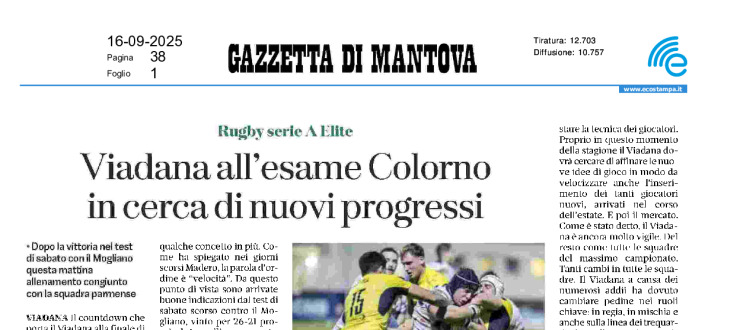 Viadana all'esame Colorno in cerca di nuovi progressi