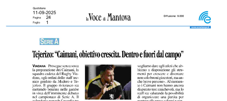 Tejerizo: "Caimani, obiettivo crescita. Dentro e fuori dal campo"