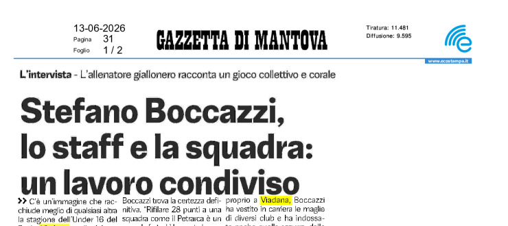 Stefano Boccazzi, lo staff e la squadra: un lavoro condiviso