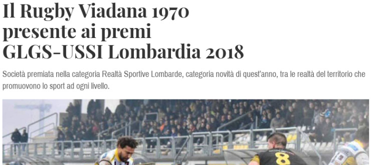 Il Rugby Viadana 1970 presente ai premi GLGS-USSI Lombardia 2018