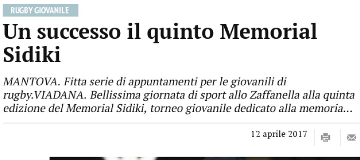 Un successo il quinto Memorial Sidiki