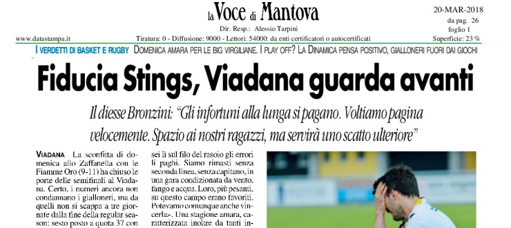 Fiducia Stings, Viadana guarda avanti