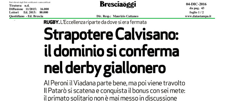 Strapotere Calvisano: il dominio si conferma nel derby giallonero