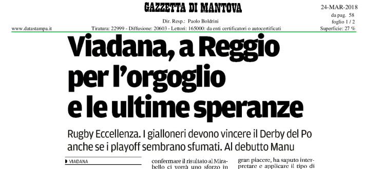 Viadana, a Reggio per l'orgoglio e le ultime speranze