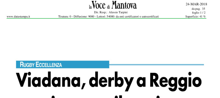 Viadana, derby a Reggio per ritrovare il sorriso