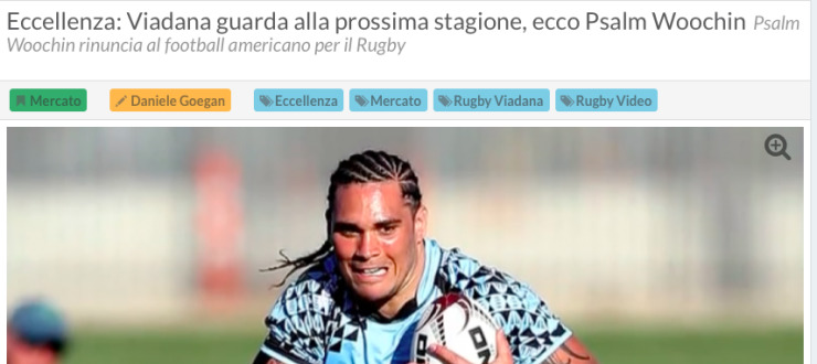  Eccellenza: Viadana guarda alla prossima stagione, ecco Psalm Wooching