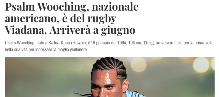 Psalm Wooching, nazionale americano, è del rugby Viadana. Arriverà a giugno