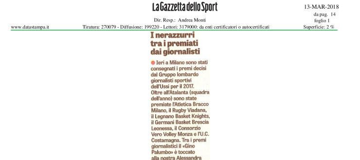 I nerazzurri tra i premiati dai giornalisti