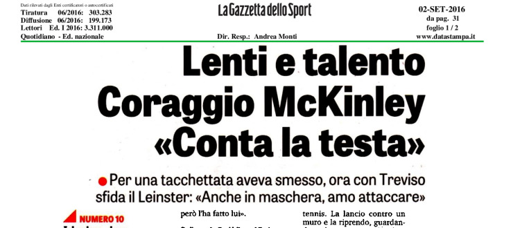 Lenti e talento. Coraggio McKinley. "Conta la testa"