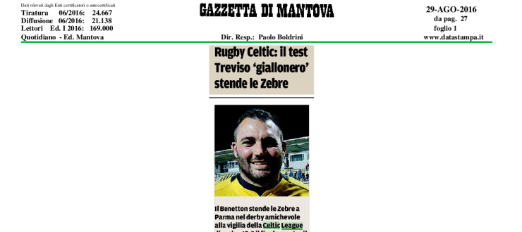 Rugby Celtic: il test Treviso 'giallonero' stende le Zebre