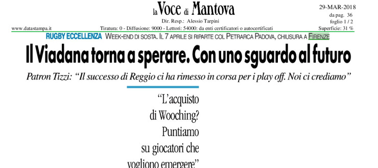 Il Viadana torna a sperare. Con uno sguardo al futuro 